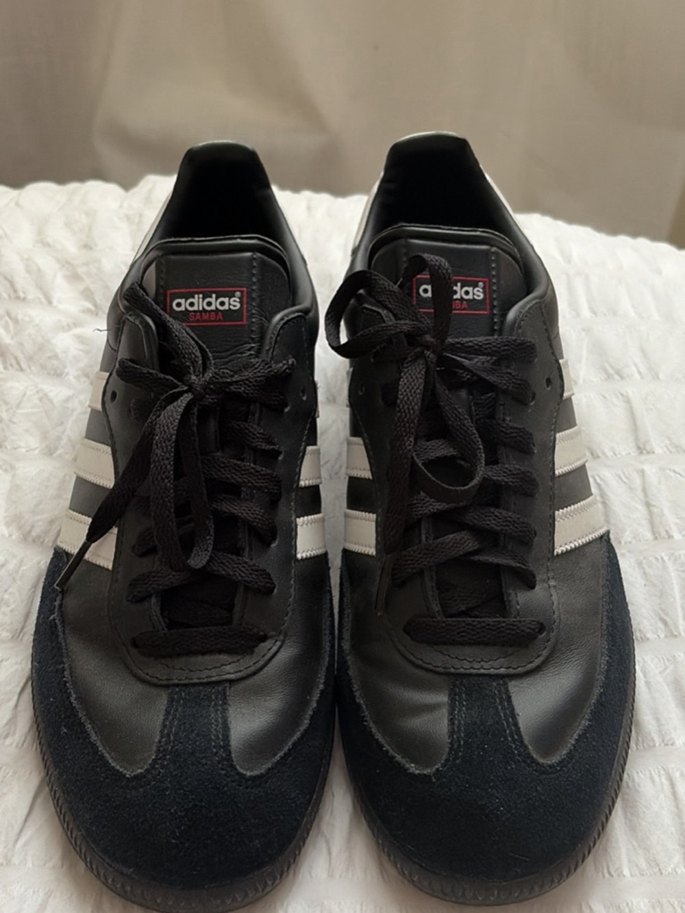 adidas Samba Black with White Stripes Retro Leather Sneakers